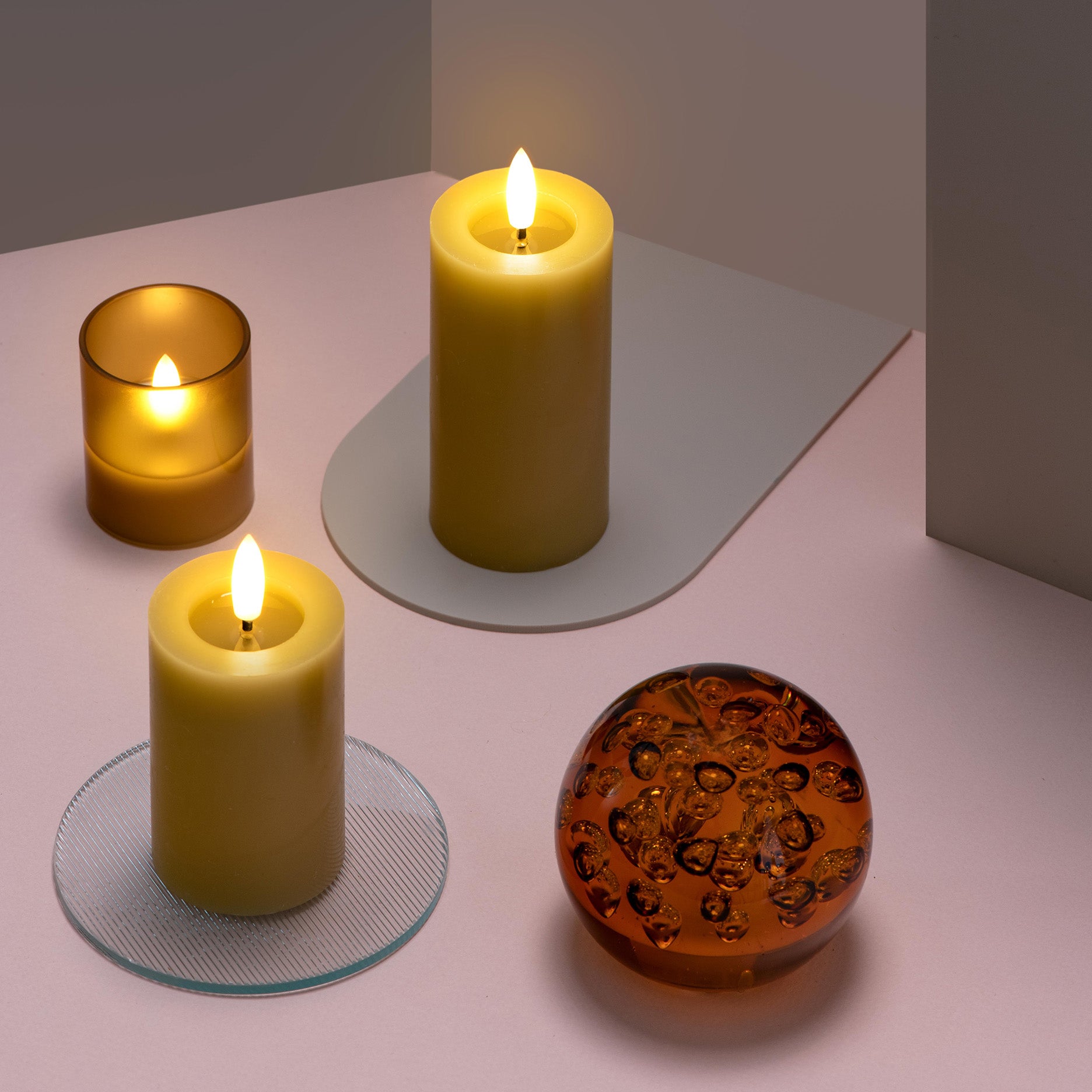 LED Stumpenkerze 4,9 x 10 cm honey mustard